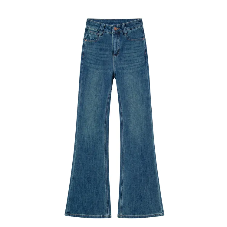 【JEANS】法式蓝全新筒喇裤秋款四面弹高腰宽松百搭显高显瘦显腿长