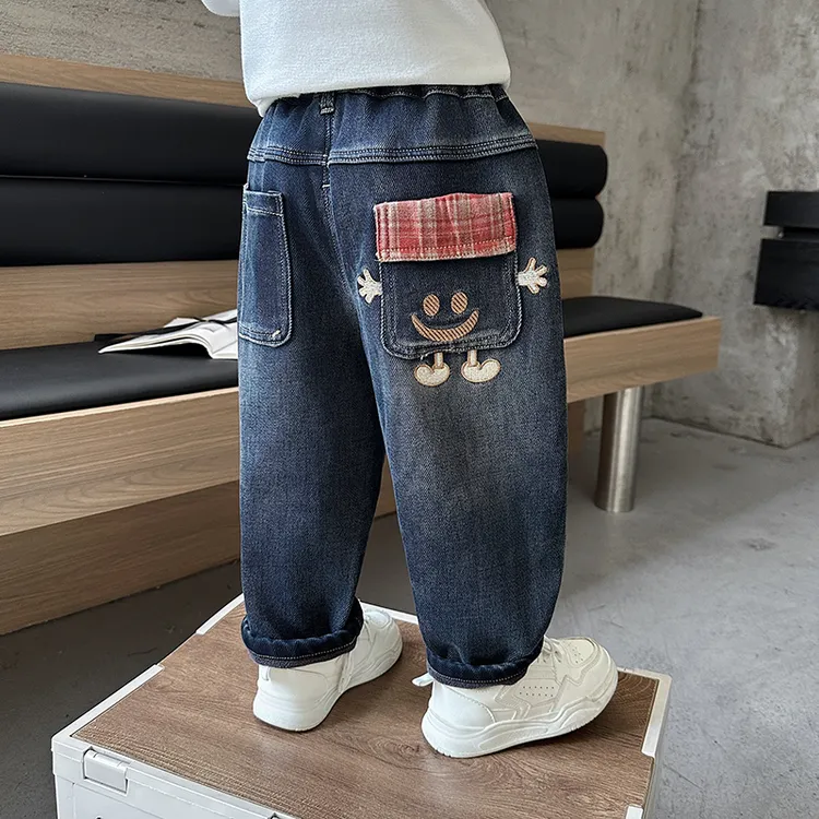 男童加绒牛仔裤2025新款秋冬季儿童装深秋长裤宝宝洋气一体绒裤子