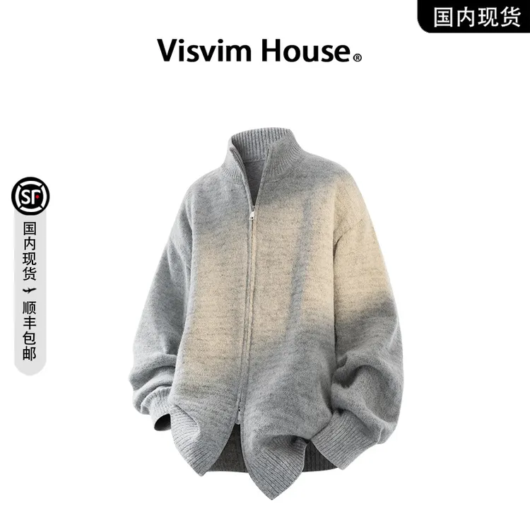 【品牌现货撤柜】VISVIM WINGS春秋季开衫针织双拉链慵懒风毛衣男士