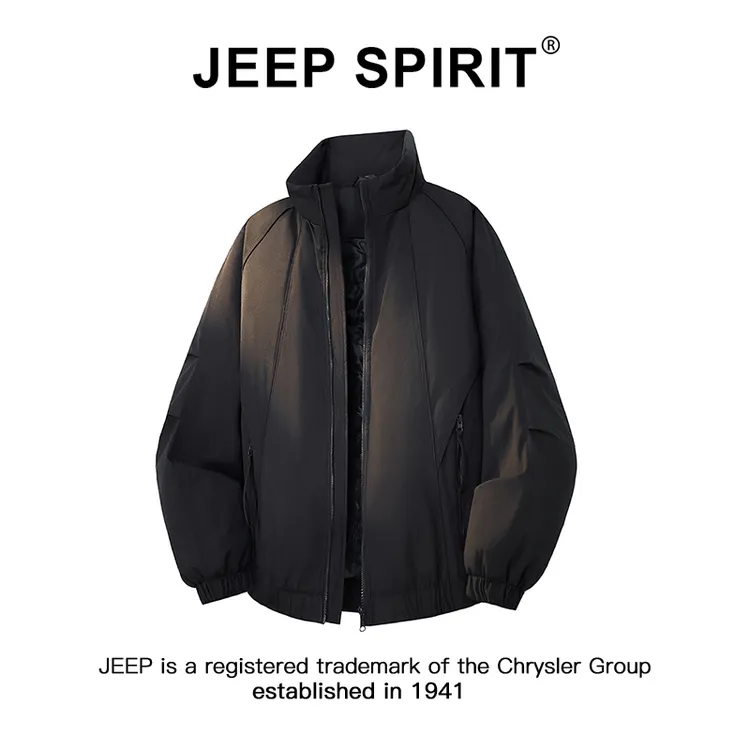 JEEPSPIRIT吉普美式解构风立领棉服冬季男士cleanfit纯色保暖外套