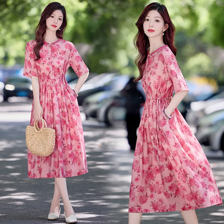 连衣裙女装2025夏装夏天衣服新款韩版时尚气质休闲中长款连衣裙子