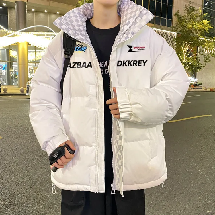 冬季潮流宽松面包服品质深度库存面料假两件格子棉衣外套棉服