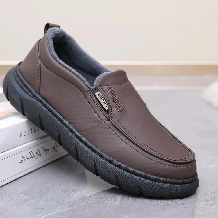 冬季老北京布鞋男棉鞋一脚蹬休闲薄绒二棉鞋超轻软底保暖老人棉鞋