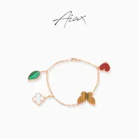 AIAX 925银 镀K金 轻奢优雅气质时尚百搭精致蛇年红色手链TSS7279