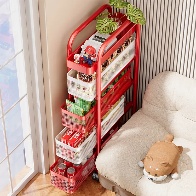 优勤多巴胺夹缝置物架零食小推车落地家用客厅厨房缝隙抽拉收纳柜