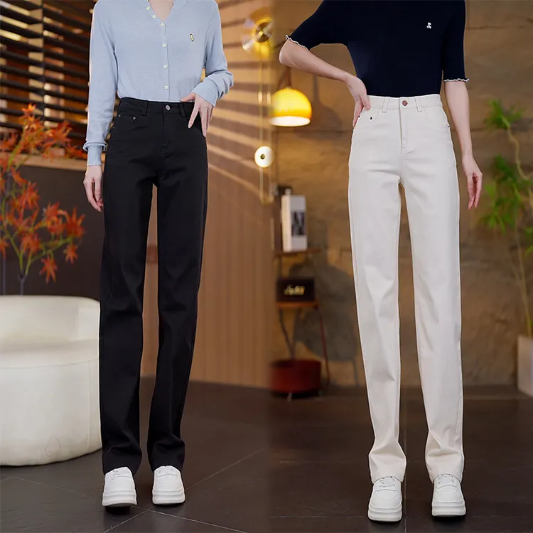 兰月鸟秋季高腰显瘦百搭窄版直筒裤时尚加长外穿大码宽松穿搭5233