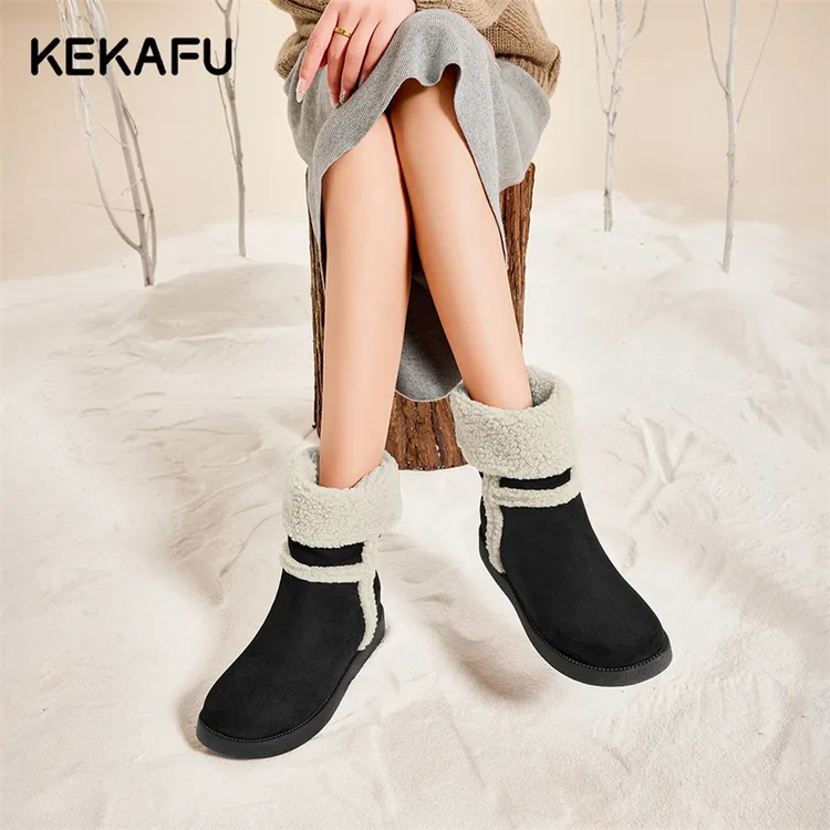 珂卡芙加绒加厚防水雪地靴女冬2025新款户外绒面防滑东北保暖棉鞋