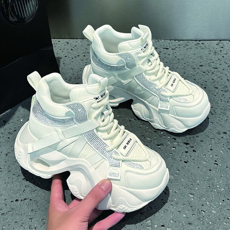 7cm厚底老爹鞋女2025秋新网面透气百搭小个子增高松糕运动休闲鞋