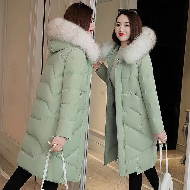 厚款羽绒棉服女中长款2020秋冬新款大码过膝收腰韩版加厚显瘦冬装