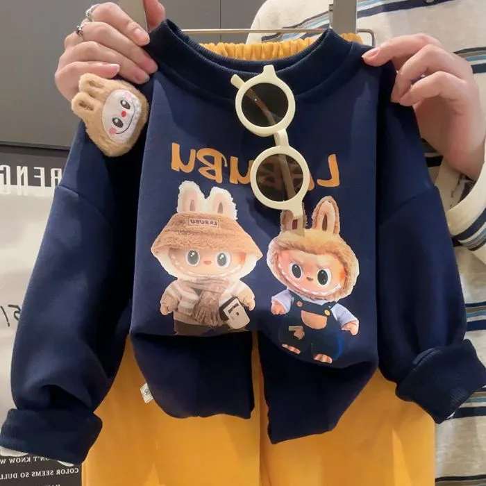 长袖春秋卡通卫衣2025秋季新款儿童卫衣男女童卫衣可爱拉布布秋装