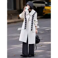 气质绵羊毛双面呢大衣2025年冬季新款牛角扣外套上衣女装SXN25018