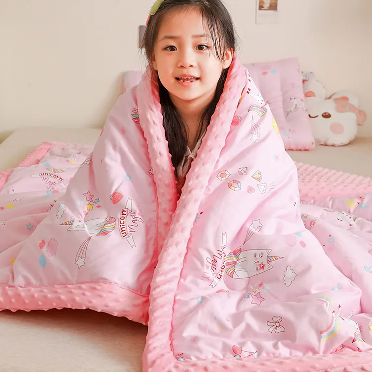 儿童全棉豆豆被子被芯婴幼儿安抚盖毯盖被可机洗春秋冬被同款枕头