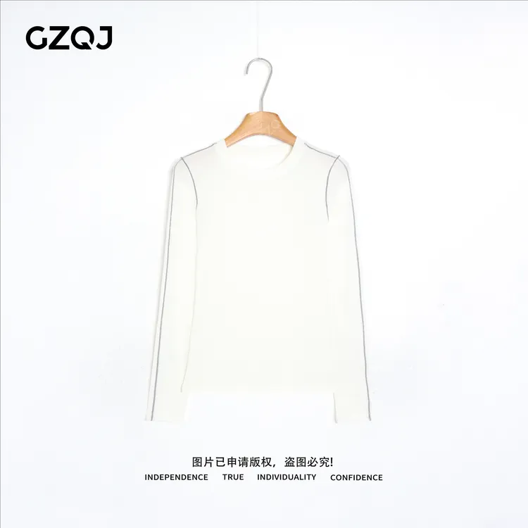 老琴私服【许妍露思同款】绵羊毛天丝圆领长袖T恤内搭打底衫秋冬21