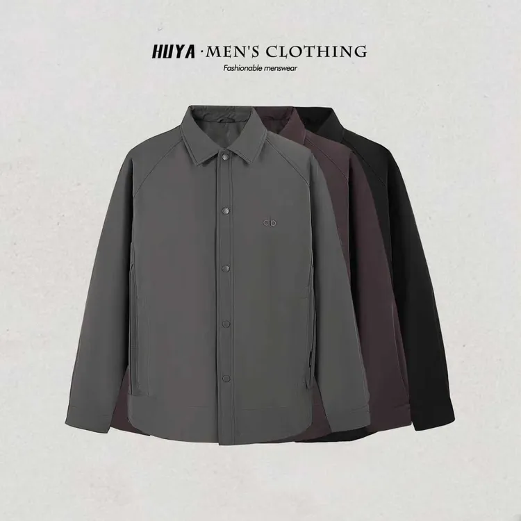 虎牙兄弟冬季纯色字母简约翻领工装棉服夹克户外百搭外套男F2585