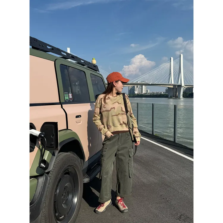 PH《沙漠迷彩》潮流时尚户外风华夫格迷彩印花百搭套头卫衣 PH6069