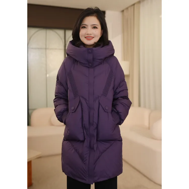 枫竺阿楠anan90白鸭绒连帽立领防风加厚中长款羽绒服冬季保暖外套
