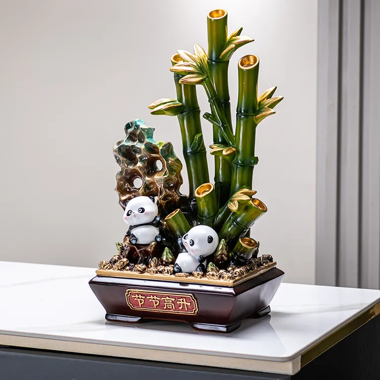 节节高升乔迁送礼家居摆件熊猫竹子客厅玄关电视柜装饰品开业礼物