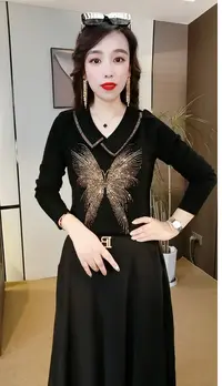 秋季洋气遮肚气质烫钻翻领长袖显瘦小衫