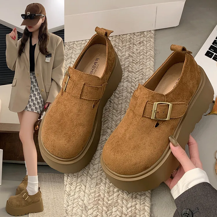 增高7CM 单里 勃肯鞋女2025春季新款超火复古时尚百搭乐福鞋单鞋