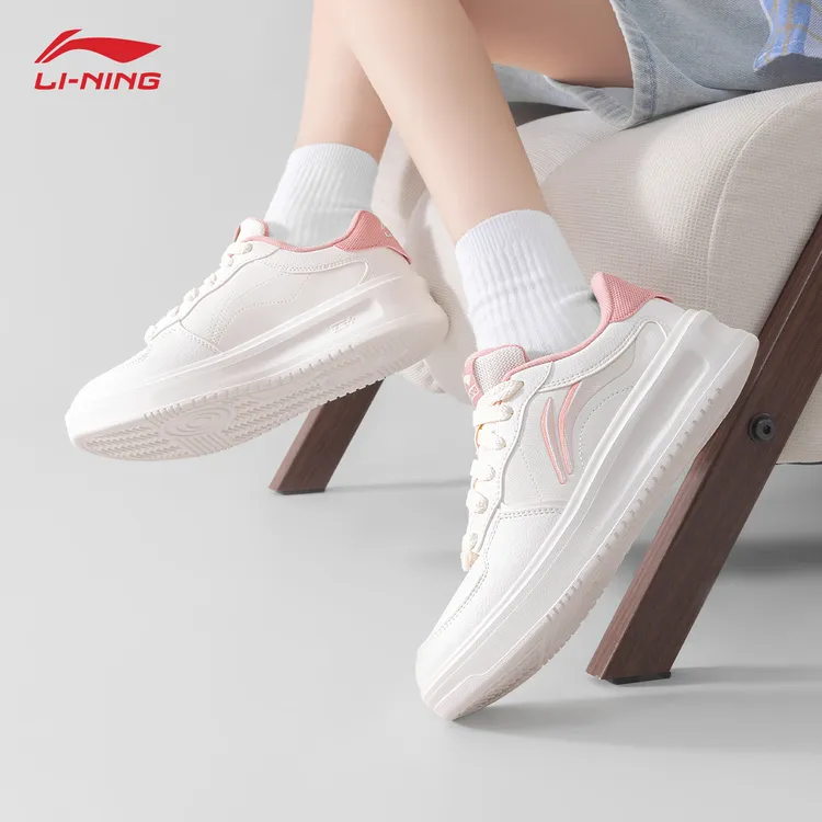 李宁元宵板鞋女鞋2025秋季新款小白鞋舒适软弹防滑耐磨运动休闲鞋