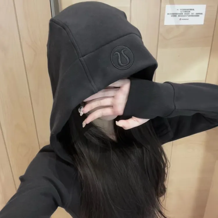 lulu原标春秋瑜伽服外套Scuba女士连帽修身卫衣休闲运动瑜伽上衣
