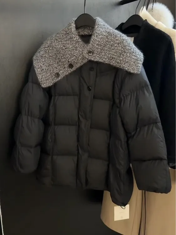 韩版高级感黑色羽绒服女2025冬季新款巨好看的保暖白鸭绒短款
