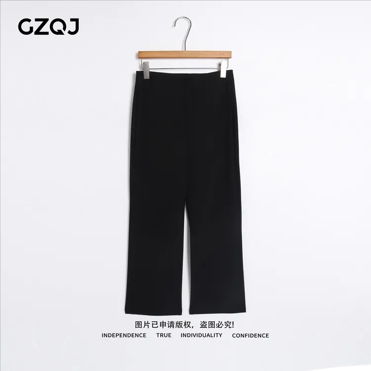 老琴私服【摩登雅韵】欧若风嵌入式松紧腰垂感显瘦微喇叭九分裤子女