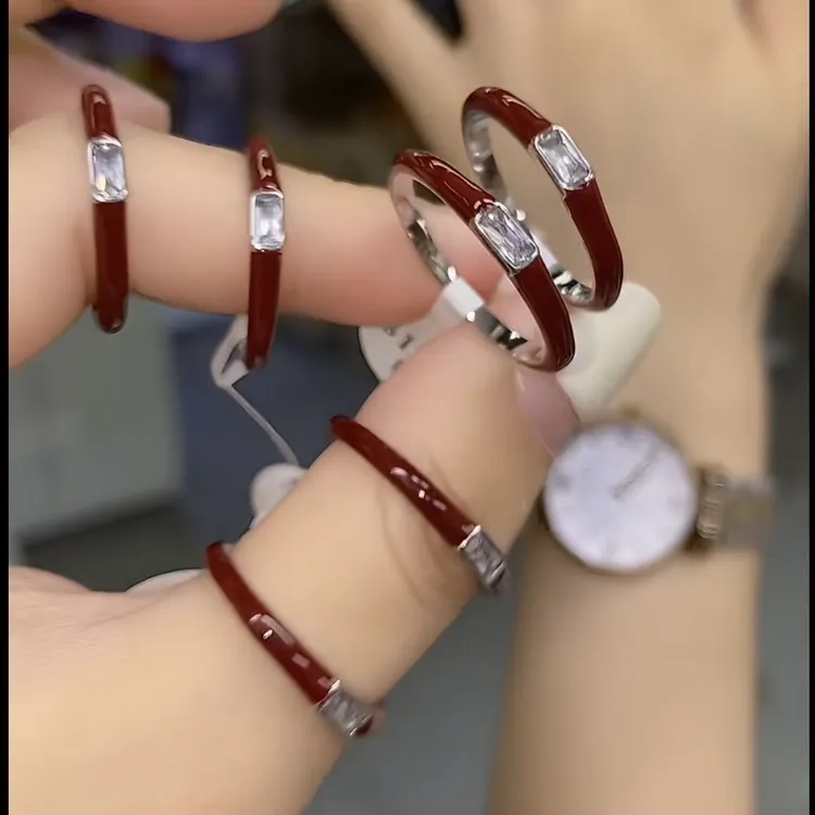 钛钢戒指 防钻钛钢银色安可拉方糖戒指