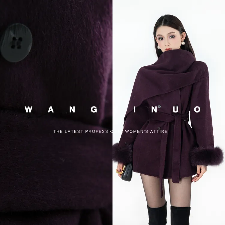 MD现货·依诺【色调焦点】2025冬季款休闲时尚系带保暖气质羊毛外套