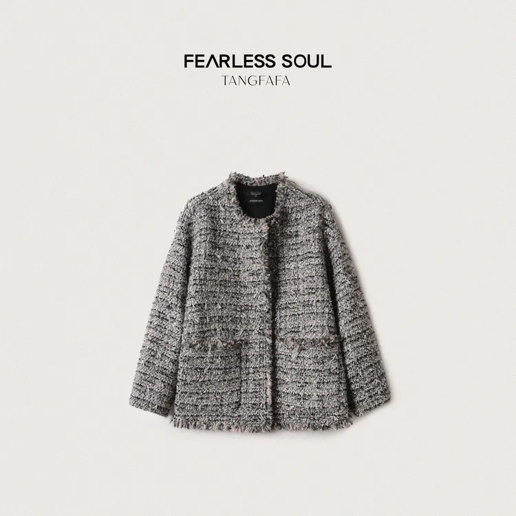 唐发发TFF粗花呢贵气感小香风流苏设计舒适保暖短外套 825FW463 *