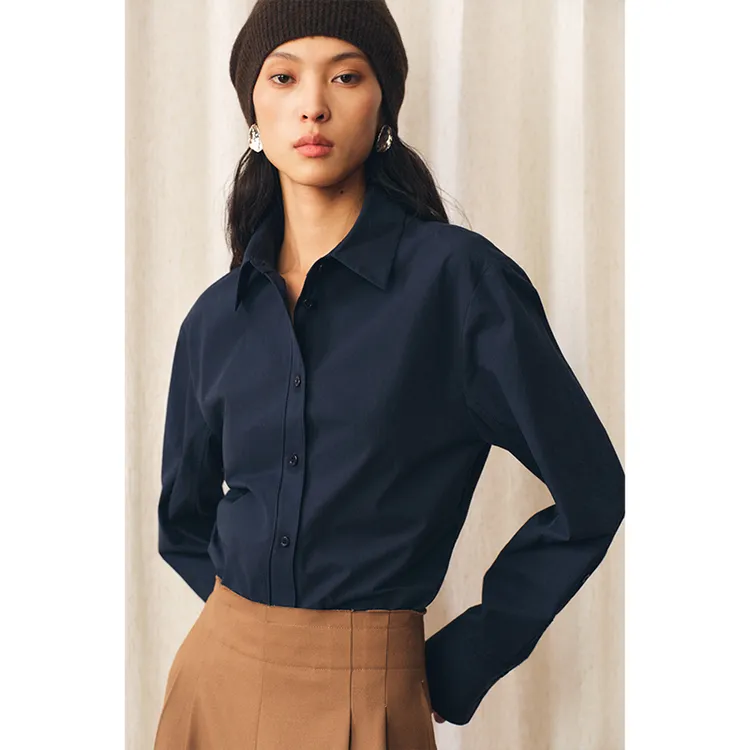 HERLAND她地【周一衬衫】简约气质日常通勤长袖衬衫女秋内搭上衣