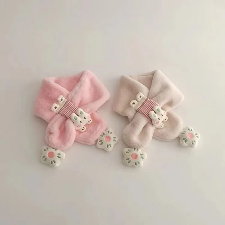 女宝围巾冬季韩版洋气婴儿毛绒交叉巾秋冬女童加厚保暖防风围脖HR