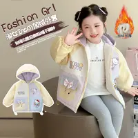 女童加绒外套秋冬款2025新款洋气时髦女孩冲锋衣儿童风衣加厚夹克