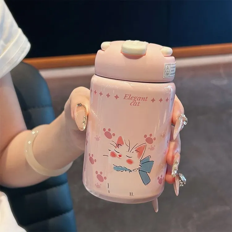 保温杯不锈钢高颜值水杯可爱迷你小巧便携学生儿童吸管杯子PP9