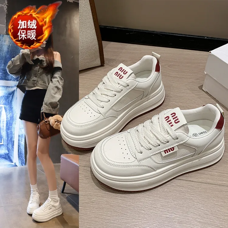 厚底小白鞋女爆款2025秋冬新款时尚百搭加绒休闲运动鞋学生板鞋女
