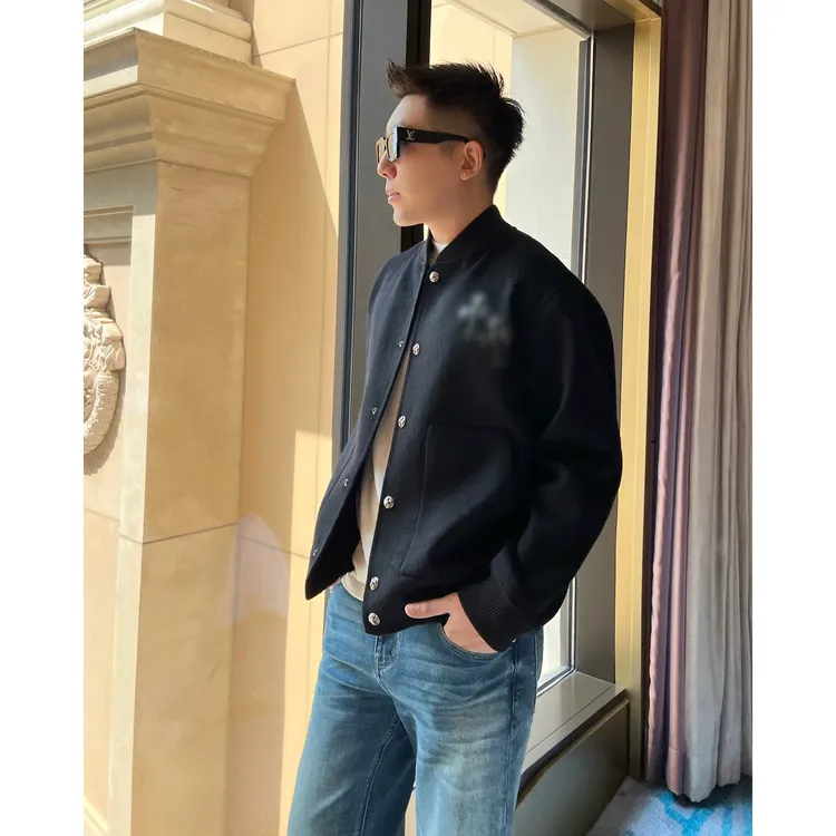 【十字双面呢】进口澳洲100全羊毛纯手工夹克痞帅棒球服李查德