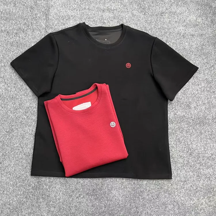 新年款大码刺绣马到成功秋冬款加厚圆领弹力休闲男士半袖79063