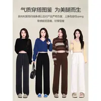 【粉丝专属】秋季厚款欧棉绒秋冬高腰窄版直筒裤女休闲显瘦保暖宽松