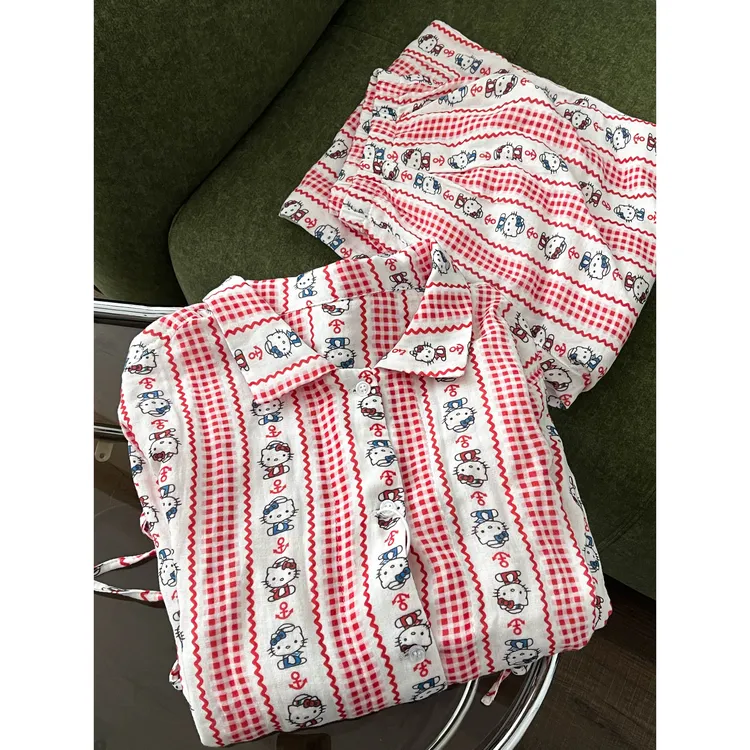 【船锚kitty】卡通甜美显瘦睡衣女春秋新款网红同款家居服两件套装