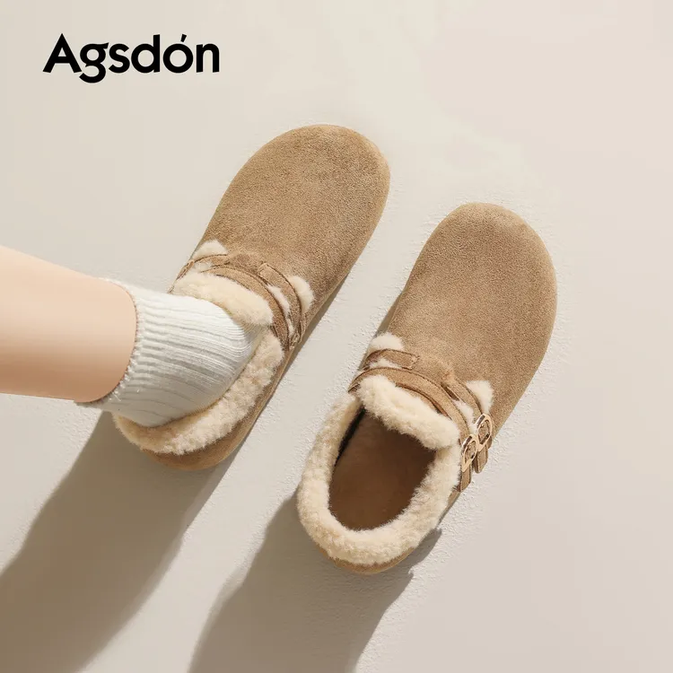 奥古狮登厚底勃肯鞋女2025新款冬季超软低帮毛毛雪地靴时尚棉鞋xx