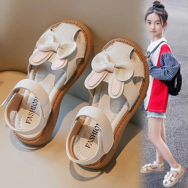 女童凉鞋时尚可爱公主鞋2023年新款中大童小香风蝴蝶结夏季小童鞋