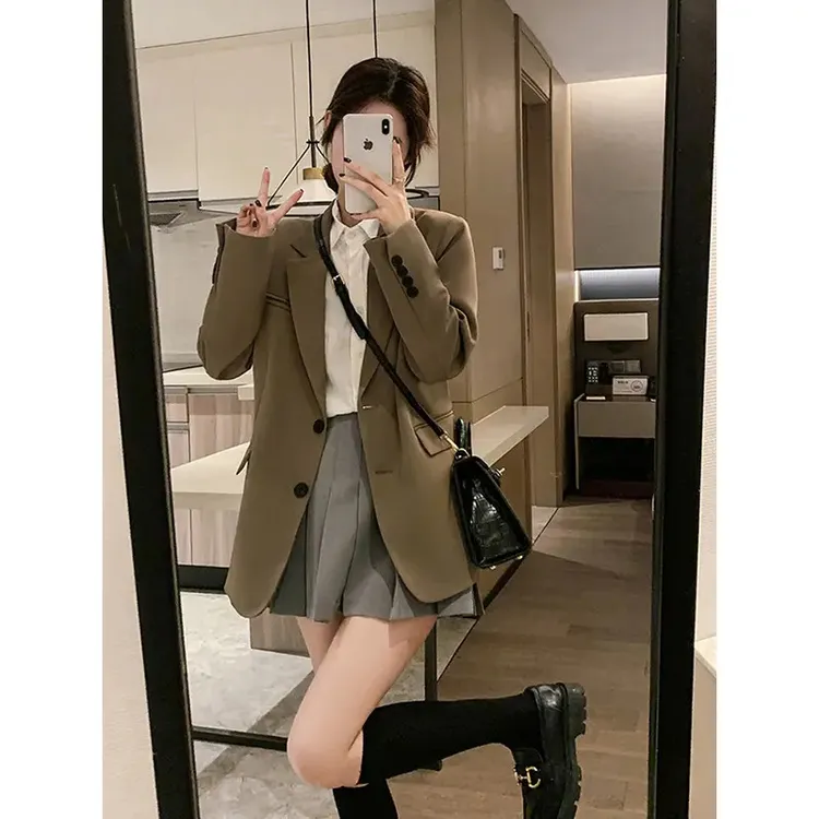 新款秋冬西装外套女高级炸街设计感小众休闲显瘦小西服韩版小个子