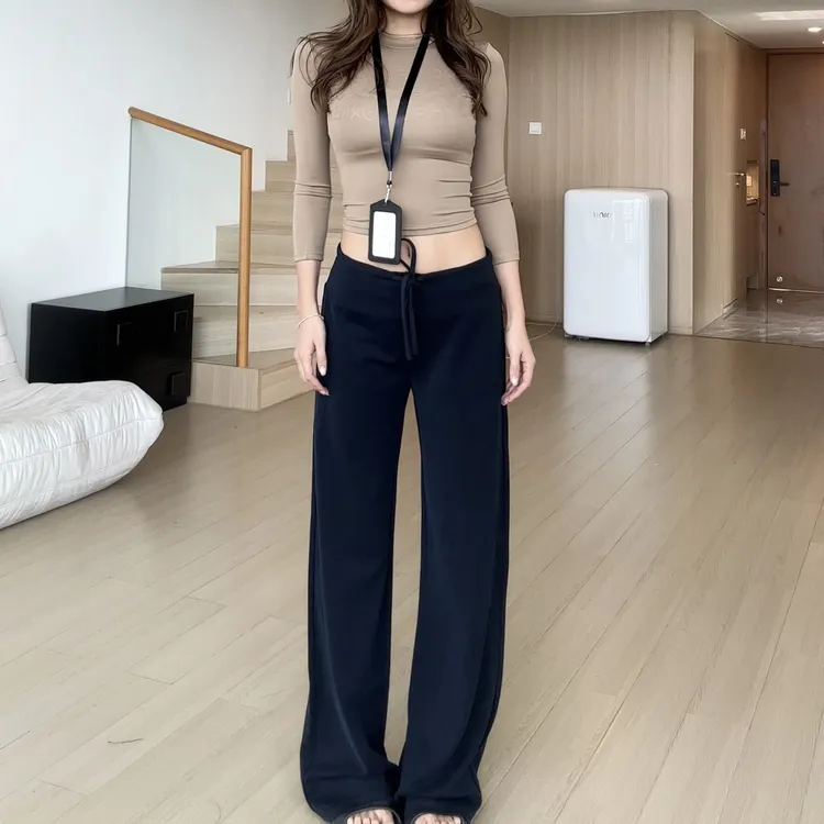 【部分现】2025秋新款高腰松弛窄版直筒弹力长腿空气裤Q254292