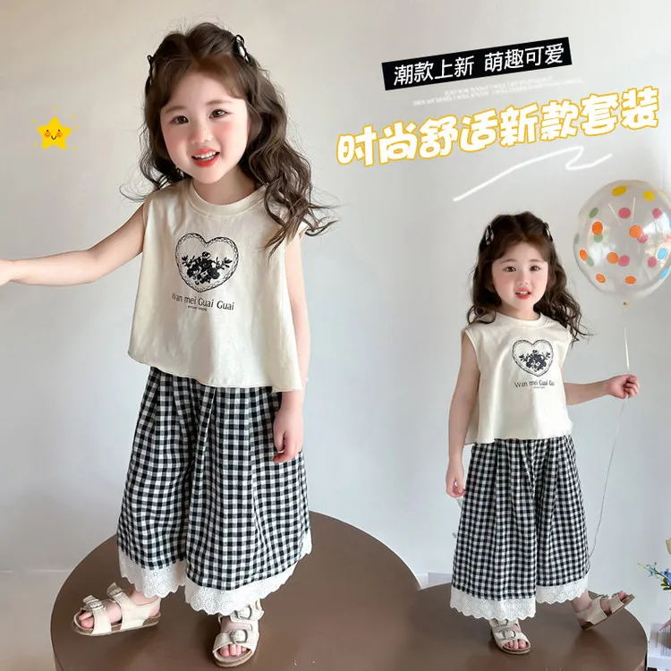 2025韩版女裤子夏季长裤格子森女日系宽松棉麻百搭花边多巴胺穿搭