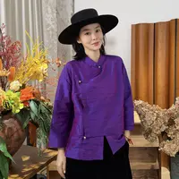 【紫翠绮禅】新中裳-新中式国潮国风复古双宫丝盘扣紫翠绮禅衬衫