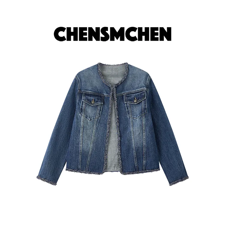 CHENSMCHEN 设计感时尚小香风牛仔外套女休闲百搭上衣CSW8325MX