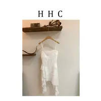 【花花菜】夏季浪漫法式独特绝美飘逸度假风不规则蕾丝吊带连衣裙女