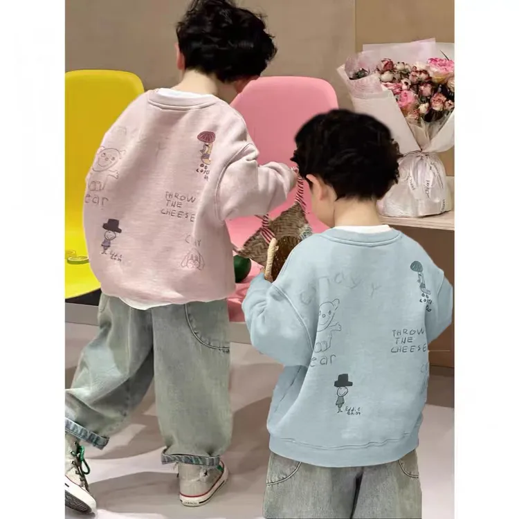 【糯米绒】秋季新款男女宝同款涂鸦卫衣中大童宽松潮流韩版w66