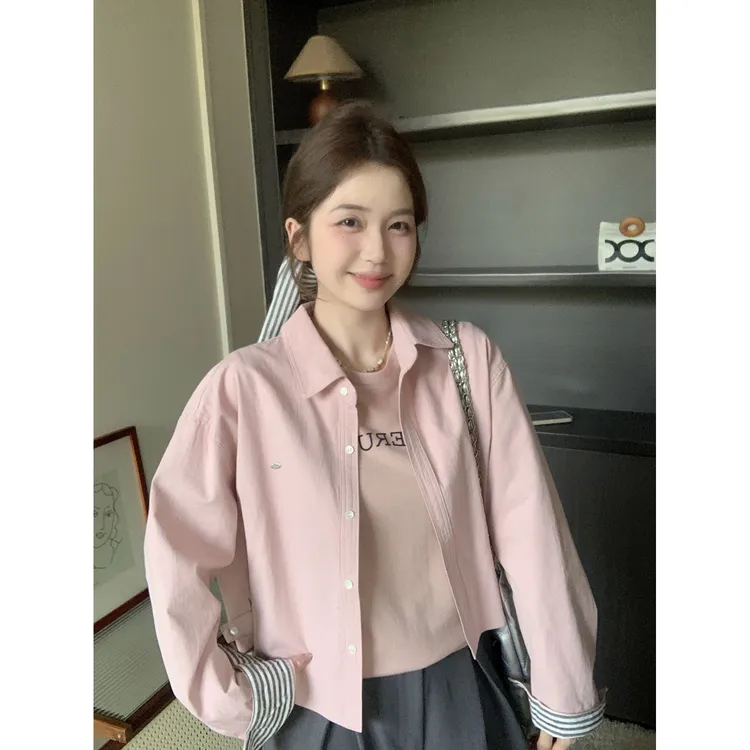 现货陳文文【春煦花集】夏季翻领防晒显瘦极简百搭衬衣女39244CS297