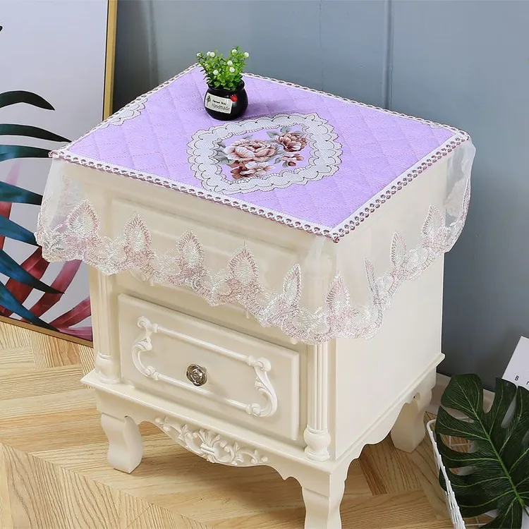 新 欧式蕾丝床头柜盖布防尘巾简约小桌布家用卧室装饰 单个装